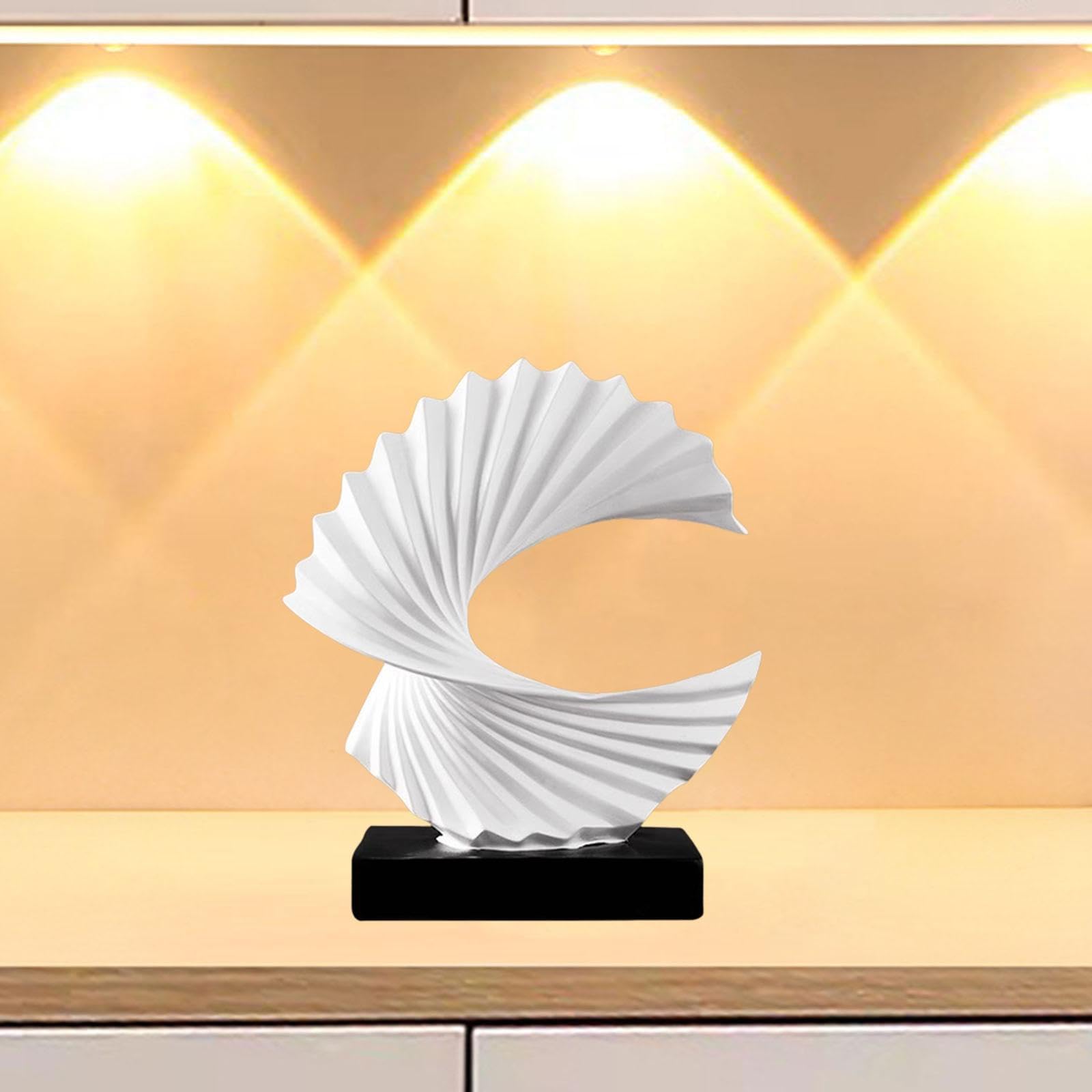 Fenteer Estatua de Ola de océano, Adorno de Escritorio, Centro de Mesa, Regalo, decoración del hogar, Escultura Artesanal, Figura de Resina para, Blanco