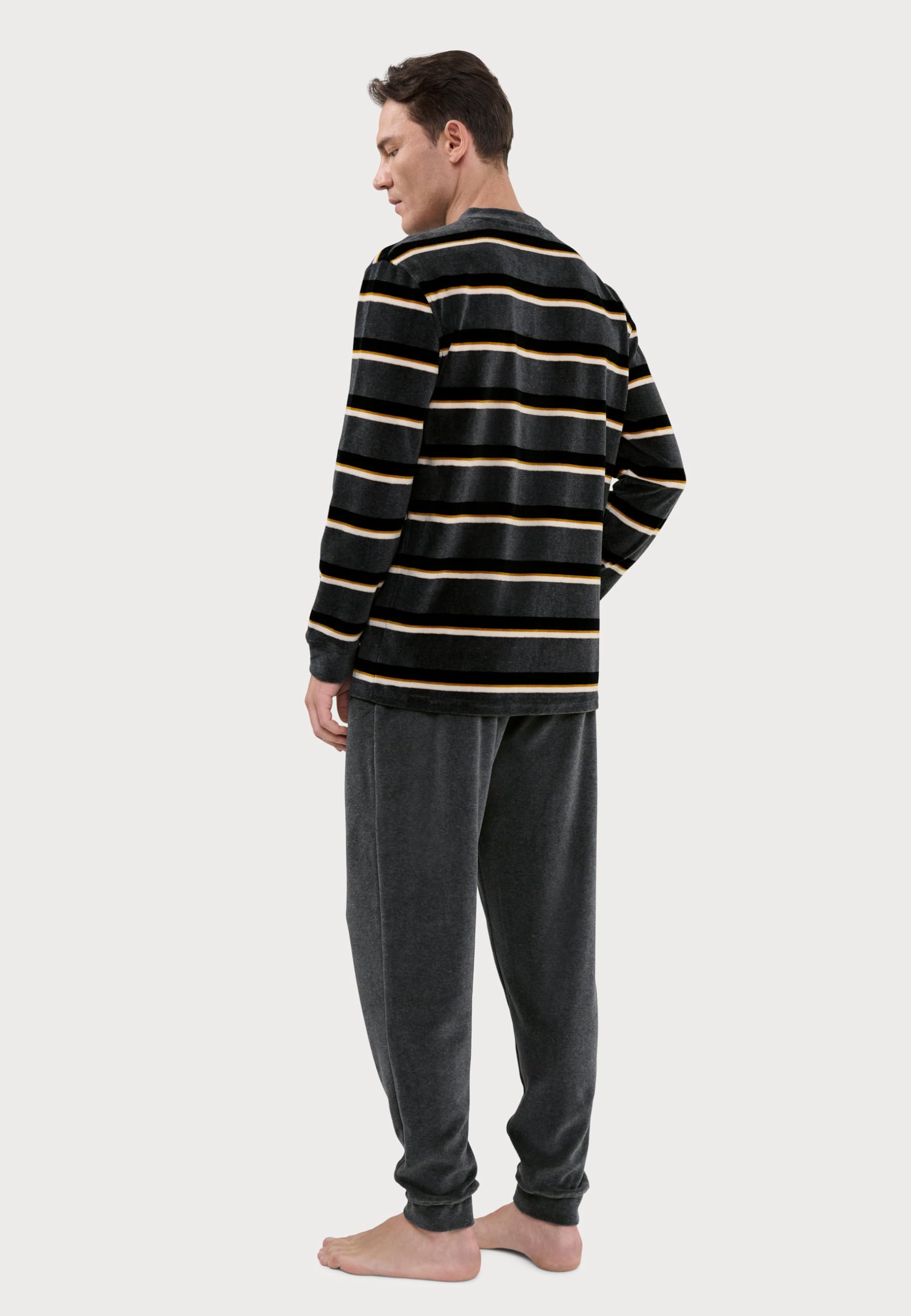 El Búho Nocturno Pijama Hombre Invierno Polar Conjunto Dos Piezas - Franela Algodón o Terciopelo - Manga Larga Abrigado Calentito Bolsillos Cómodo