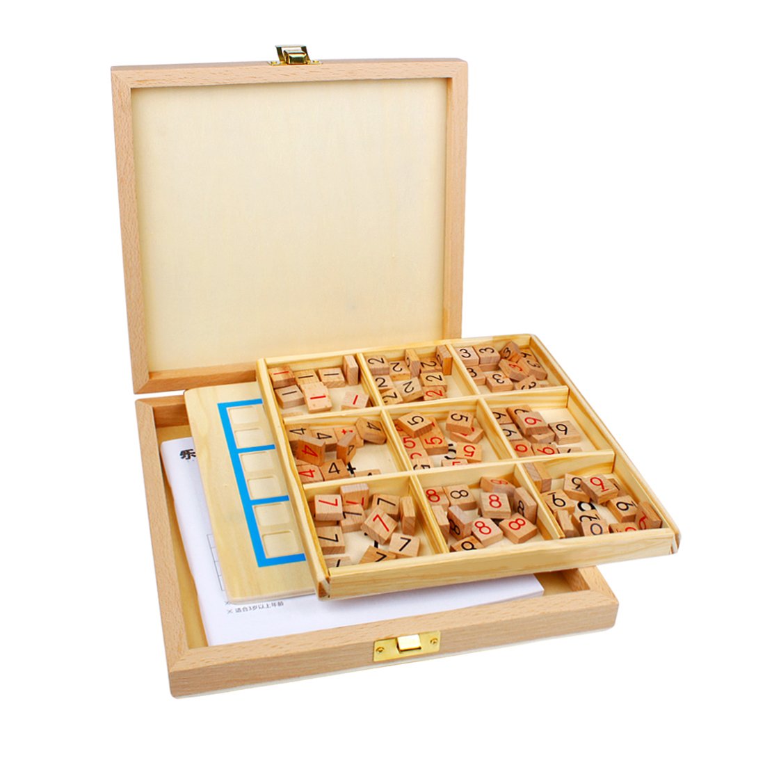 Andux Zone Sudoku Tablero Caja 3-en-1 De Madera Número de Lugar Juguete SD-03 (Rosado)