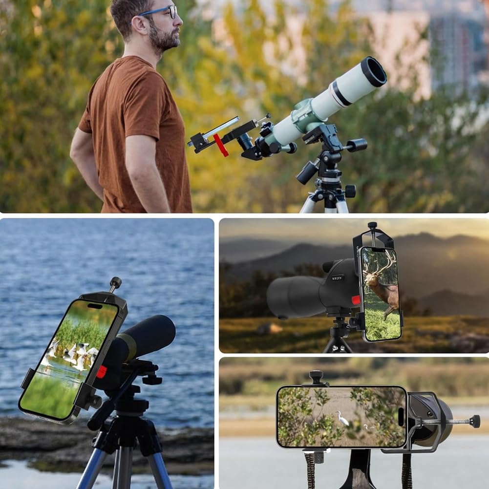 Adaptador Universal de Digiscoping para Teléfono A Telescopio, Soporte de 3 Ejes para Cámara de Teléfono con Microscopio Monocular Binocular