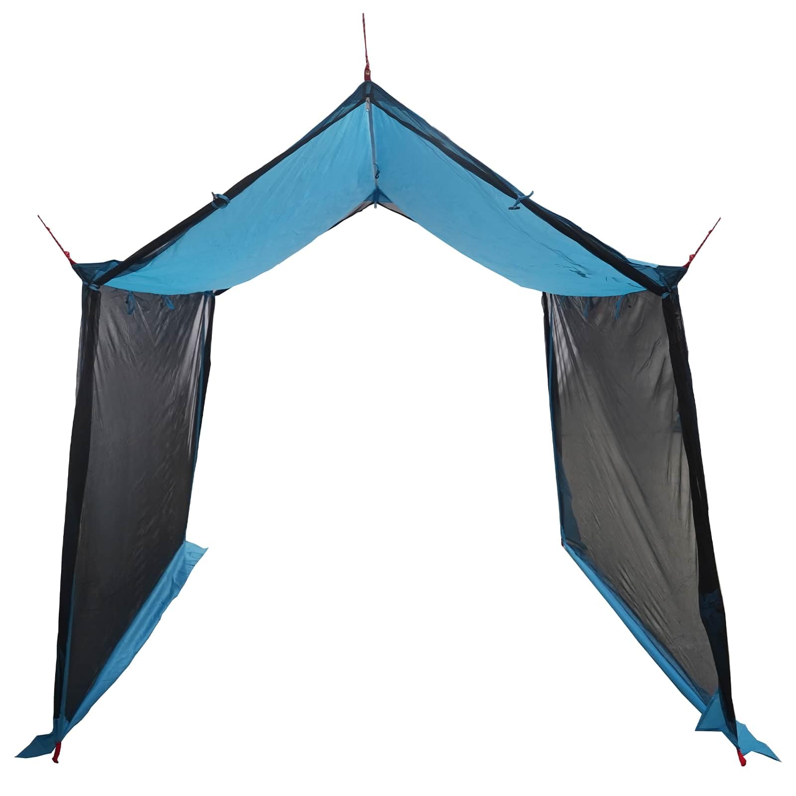 Tarp kempingowy ze ścianami z siatki niebieski 270 x 210 x 210 cm | Wodoodporny dach, drzwi z zamkiem błyskawicznym, regulowana wysokość, stabilna instalacja, do hamaka i dmuchanego materaca