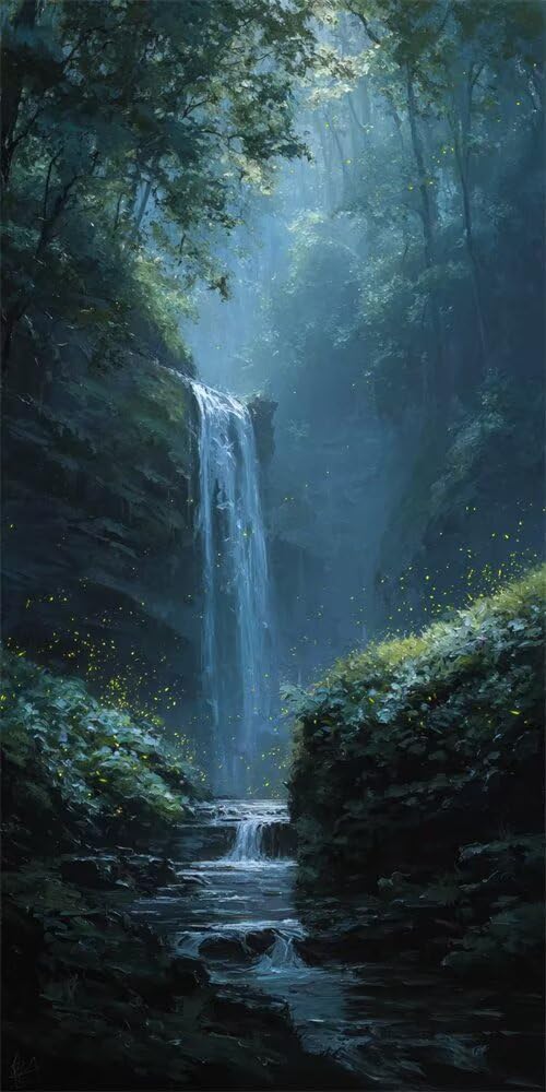 Diamond Painting Kits for Adults, 5D Diamond Art Waterfall River 80x160cm, DIY Large Forest Landscape Dimond Art kits Adults, Crystal Rhinestone Embroidery Canvas for Home Wall Decor (RD997)