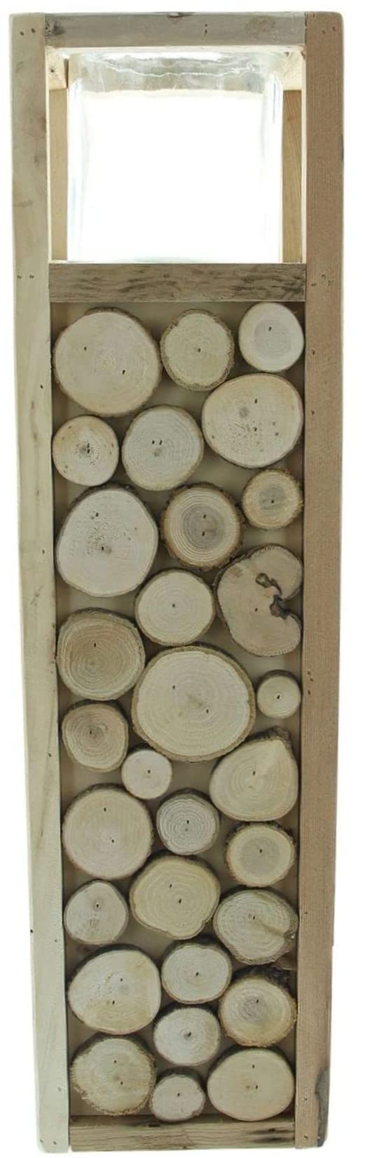 Holz Windlichtsäule Holzscheiben 58 cm hoch, Dekosäule mit Windlicht | Kerzenständer, Holzsäule, Bodenwindlicht