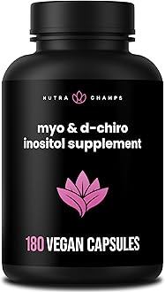 Myo-Inositol & D-Chiro Inositol Supplement [40:1 Ratio] B8 Powder Enhanced with Vitex & Folic Acid | Ovarian & PCOS Support + Fertility & Hormone Balance for Women & Men | 90 Vegan Capsules