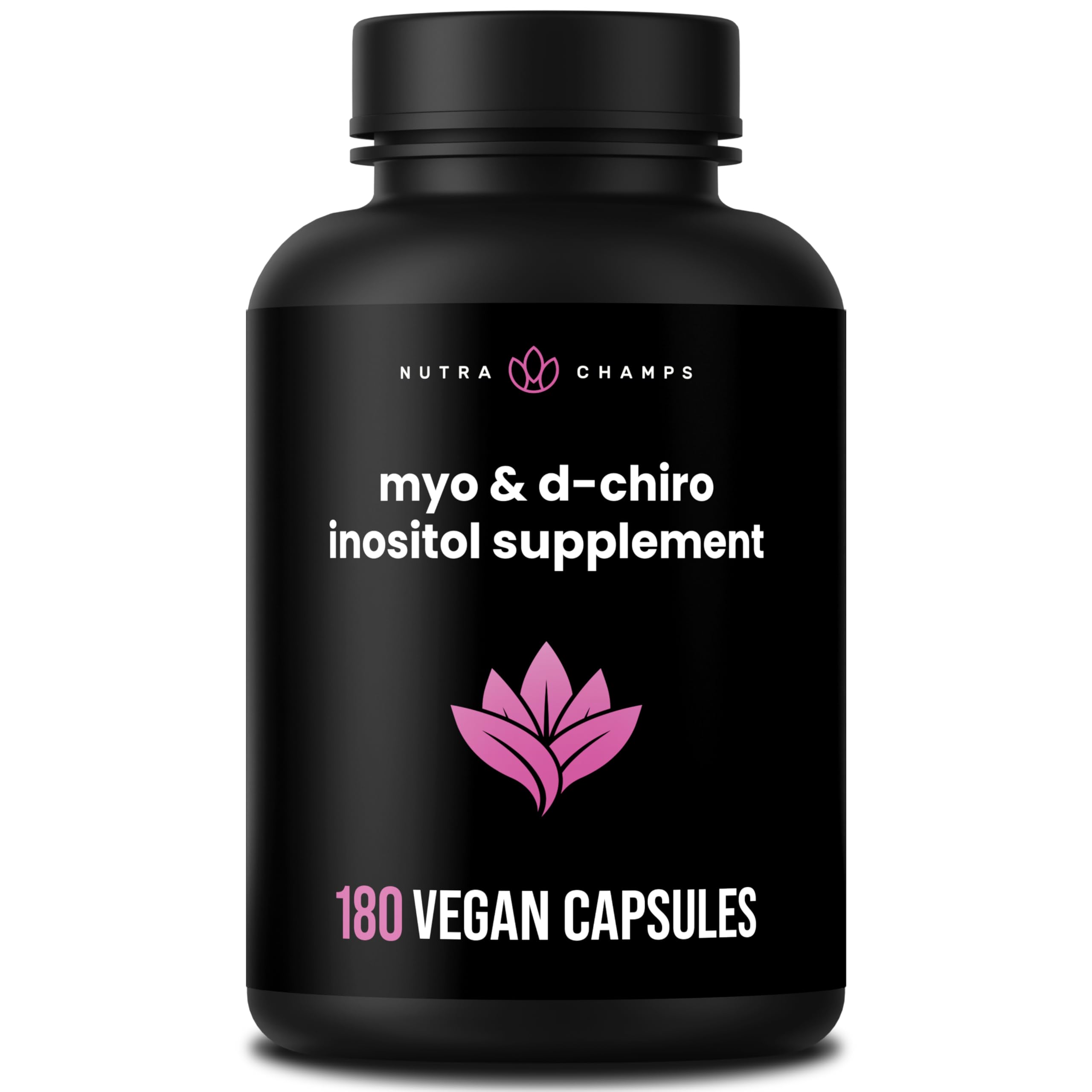 Myo-Inositol & D-Chiro Inositol Supplement [40:1 Ratio] B8 Powder Enhanced with Vitex & Folic Acid | Ovarian & PCOS Support + Fertility & Hormone Balance for Women & Men | 90 Vegan Capsules