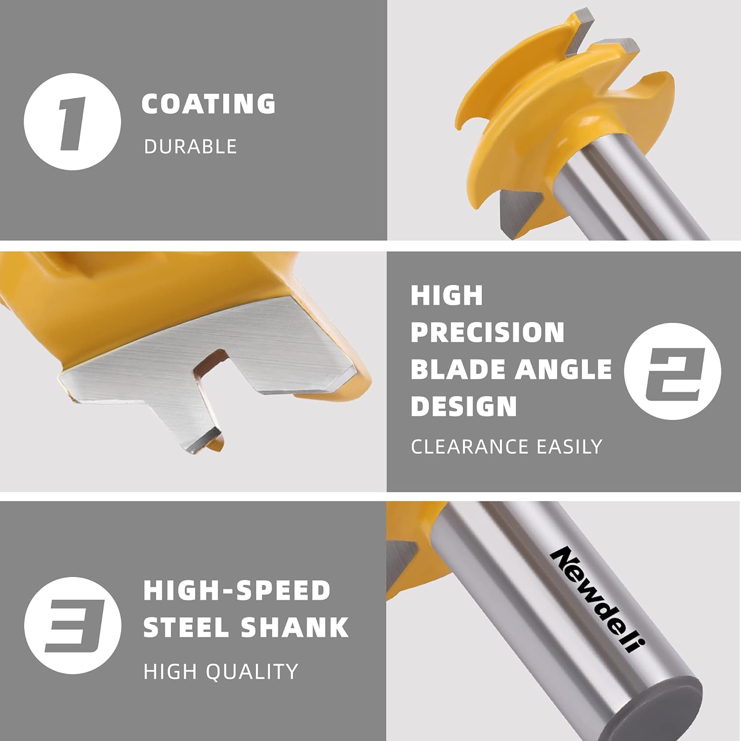 45 Degree Router Bit, Newdeli 1/2 Shank 45 Degree Lock Miter Router Bit, 1/2-inch Stock Lock Miter Woodworking Tools for 90-Degree Tenon Joint Woodworking - - 