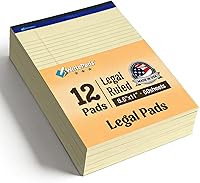 Vista 11 de Paquete de 6 blocs de notas legales con rayas anchas de 8.5 x 11 pulgadas (50 hojas/bloc) de papel reciclado blanco microperforado, bloc de notas