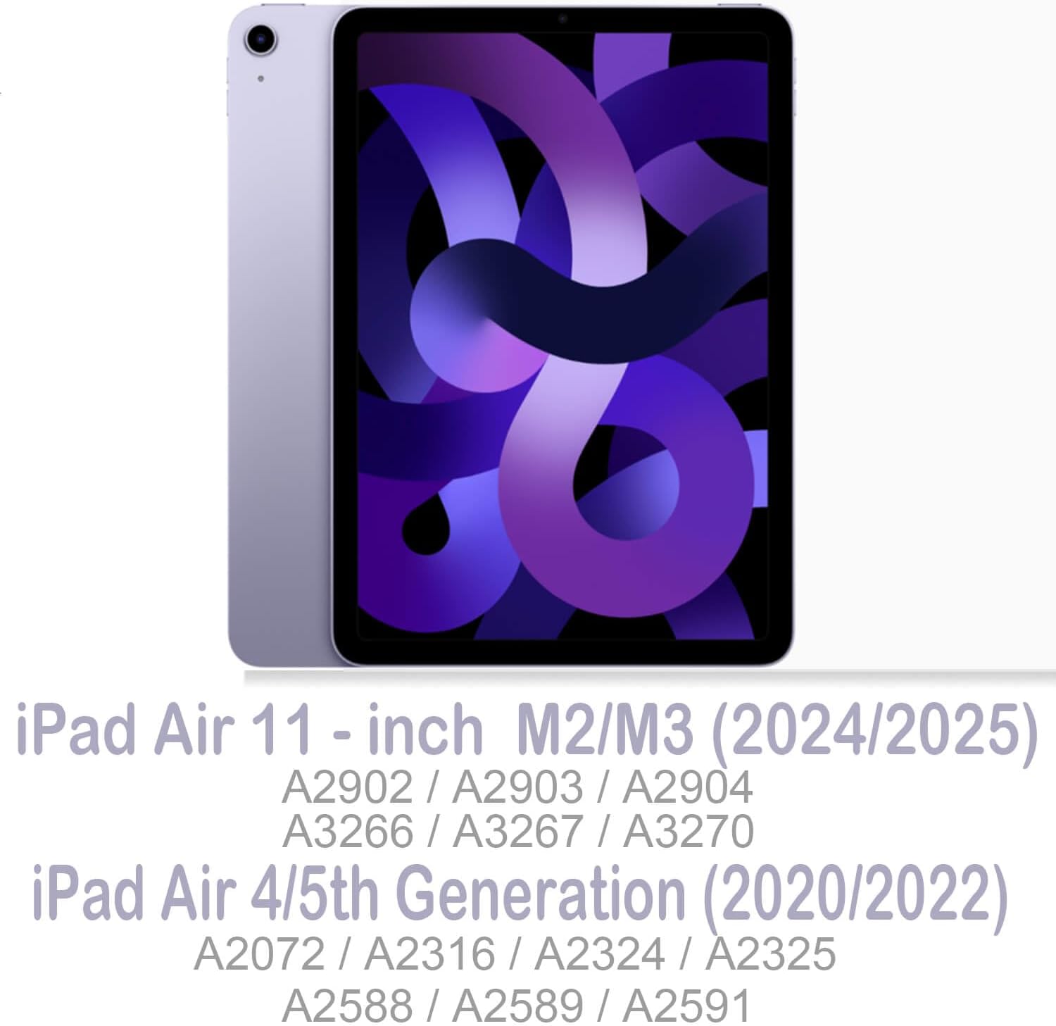 Feams Slim Case for iPad Air 11-inch M3 2025 / M2 2024, iPad Air 5th Generation 2022 / iPad Air 4th Generation 2020 10.9 Inch Case Clear Back with Pencil Holder & Auto Sleep, Purple Flowers - Image 2