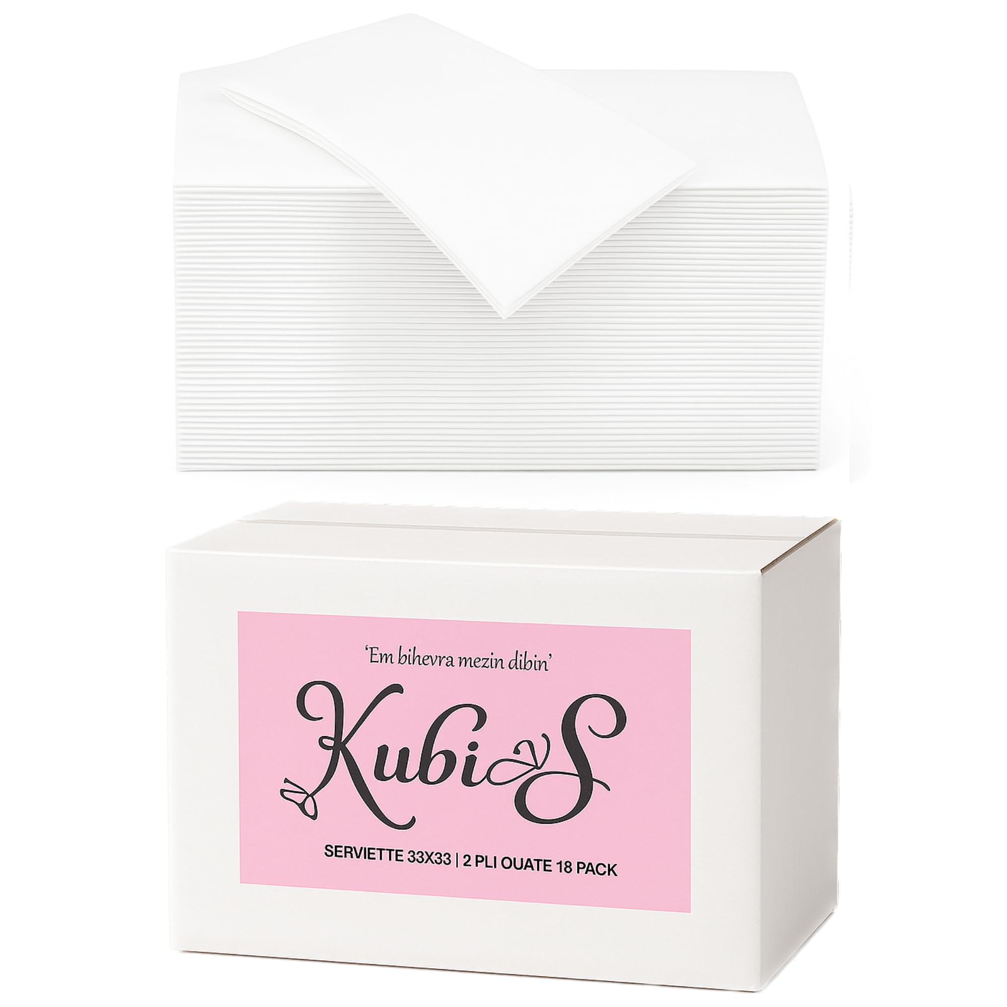 1800 Servilletas de Papel 33x33 cm Blancas – Desechables, 2 Capas – Suaves y Resistentes, para Bares, Heladerías, Snacks y Uso Diario