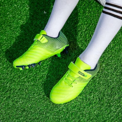 Image of Kids Soccer Cleats Boys Girls Athletic Outdoor Firm Ground Football Shoes | Youth Training Baseball Shoes for Little /Big Kid