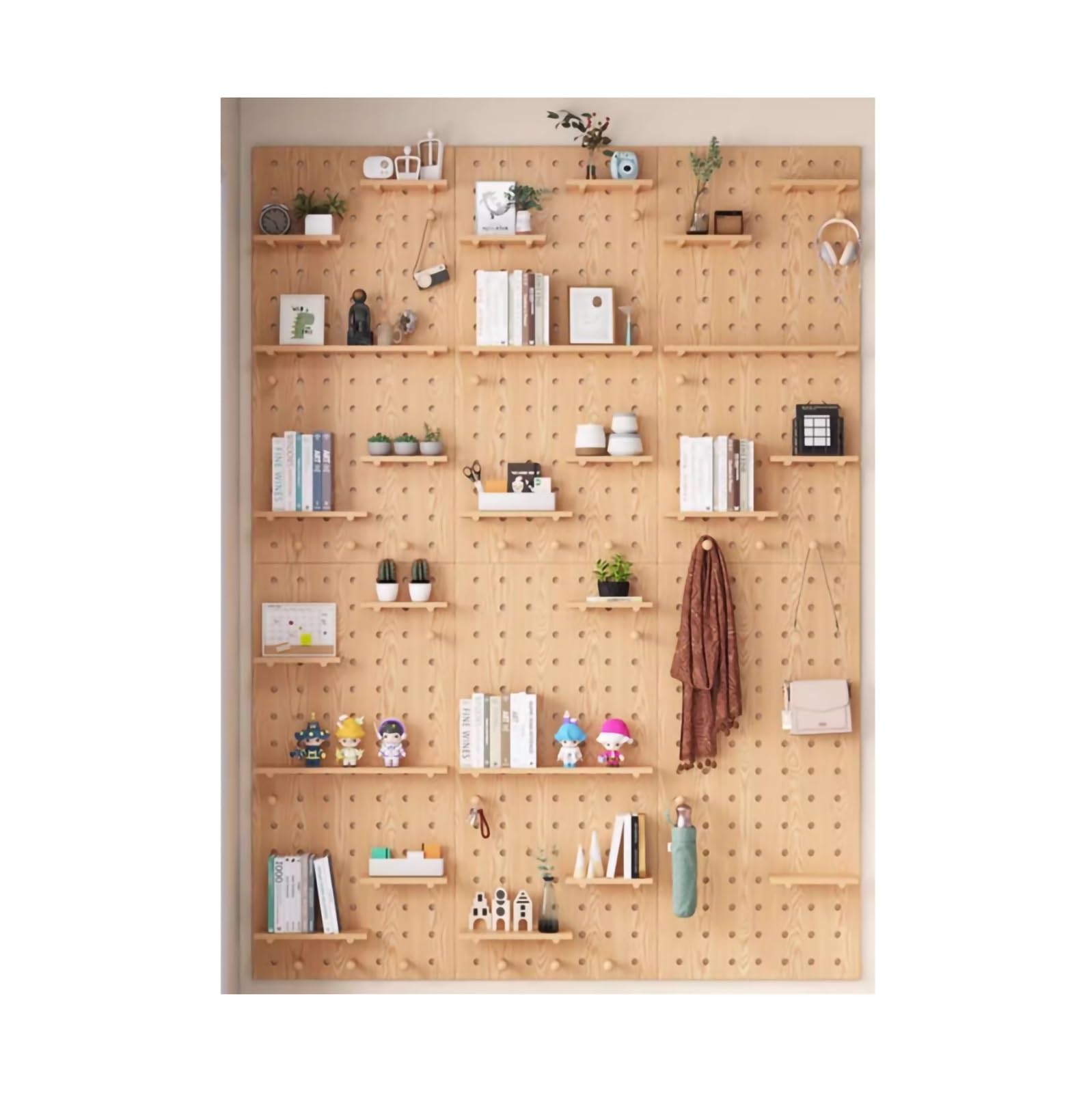 Peakora Wooden Rectangular Pegboard Combination Wall Organizer Kit Wood Colored Modular Display Pegboard Panel Kits Diy Hanging Peg Board Panel Home - View #3