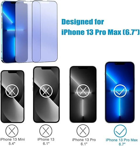 Miniatura 6 de Paquete de 2 protectores de pantalla mate anti luz azul para iPhone 13 Pro Max/iPhone 14 Plus, antirreflejos, bloqueo de luz azul, protección