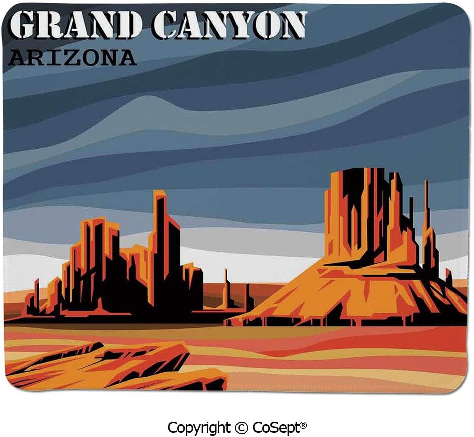 Gaming Mouse Pad,Major Canyon Fantastic Shadows and Contrasts with Digital Added Dimesions,Water-Resistant,Non-Slip Base,Ideal for Gaming (11.81" x 27.55"),Blue Orange