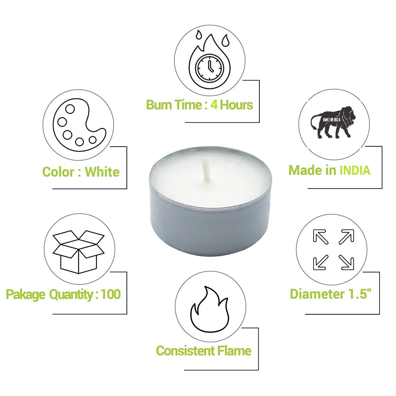 EYUVAA LABEL Wax Unscented Eyuvaa 4 Hrs Burning Tealights Candles For Decoration, Birthday, Home, Spa, Office, Diwali Candle For Decoration (White) (200) 1