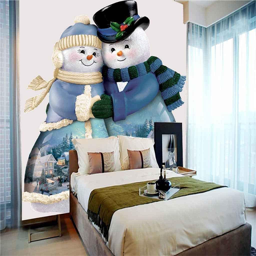 3D Decoración Creativa De La Sala De Estar Navidad Muñeco De Nieve Pareja Paisaje Sala Creativa Sofá TV Papel Pintado Pegatinas De Pared-350cm×256cm