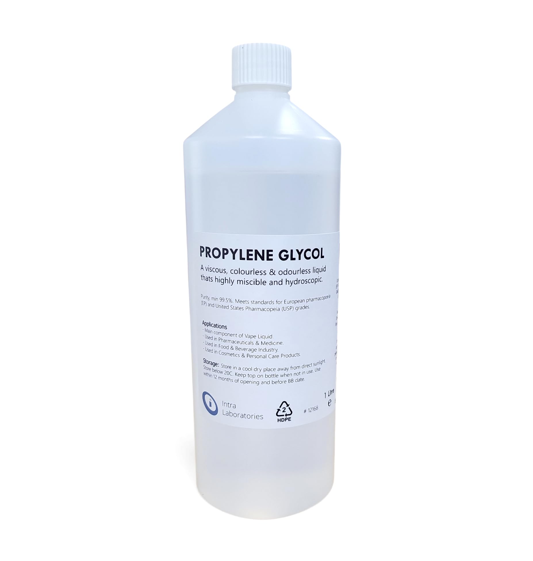 Intralabs Mono Propylene Glycol 1 Litre | Pharmaceutical Grade (BP/USP) MPG for Food Use, Cosmetic Formulations, Skin Care & Crafts