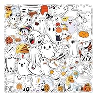 Xanthelle Halloween Sticker, 50 Cute Ghost Stickers for Children, Window Decorations and Kawaii Ghost Decor, Ideal for Halloween Parties and Crafts