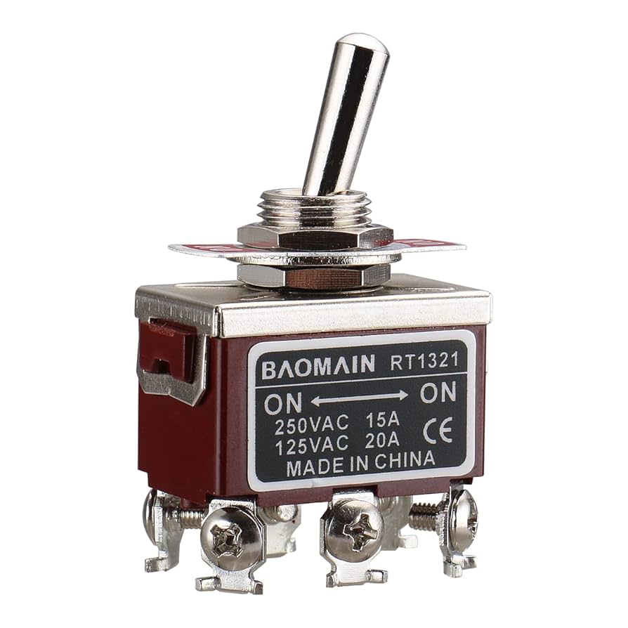 Baomain Toggle Switch DPDT ON/ON 2 Position 250VAC 15A