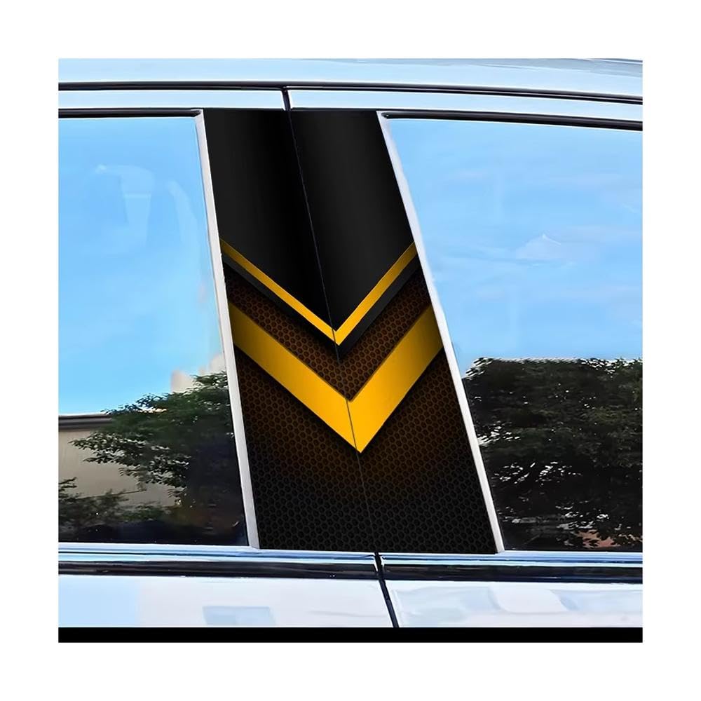 Dabhuoc One Color Car Parts 2 Pcs Car Door Pillar Decoration Sticker V-Shaped Pattern Scratch Protection