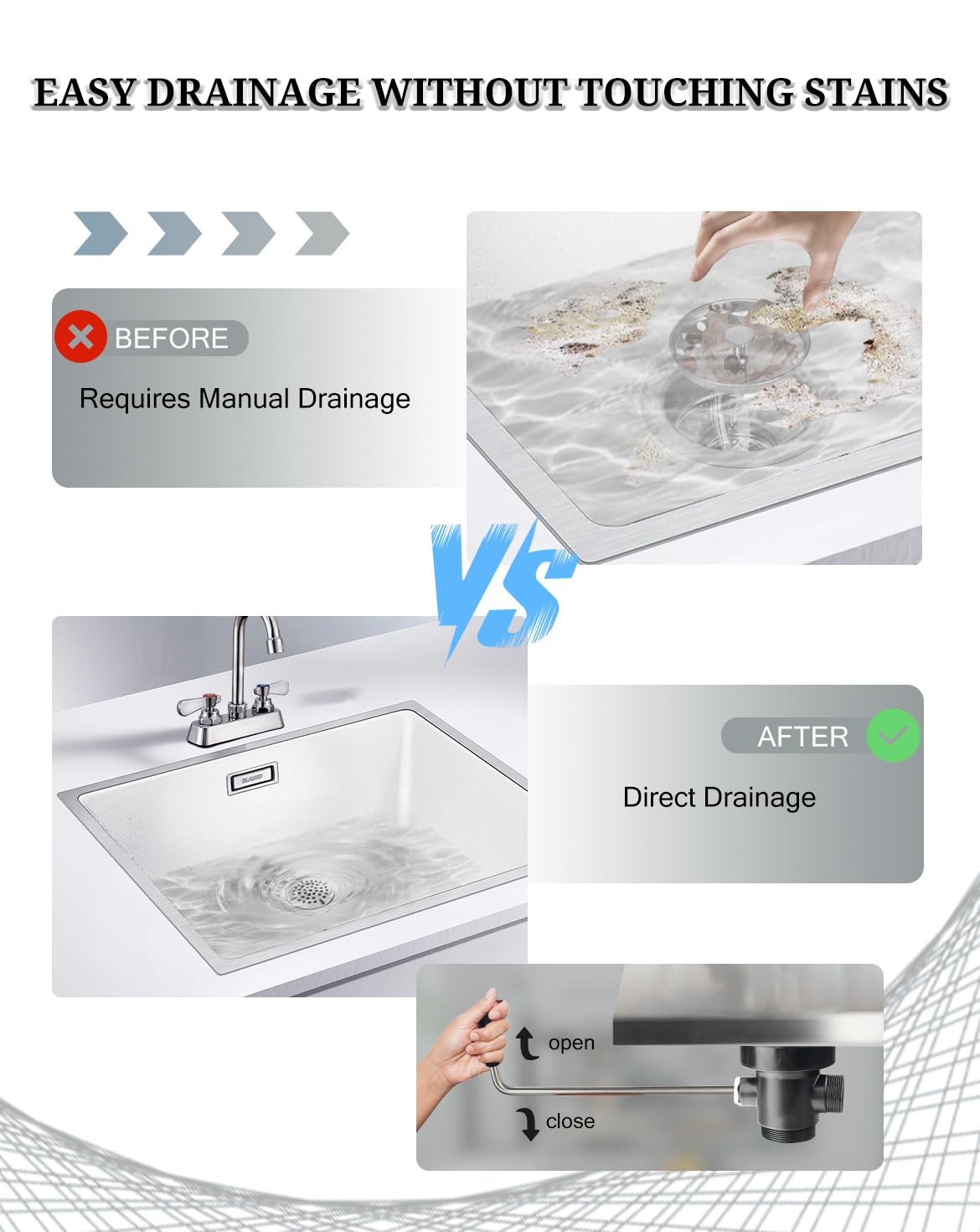 Drenaje de fregadero comercial de 3-1/2 pulgadas, válvula de drenaje de residuos de plástico PVC con mango de palanca, apertura de drenaje de fregadero de cocina, tapón de fregadero comercial