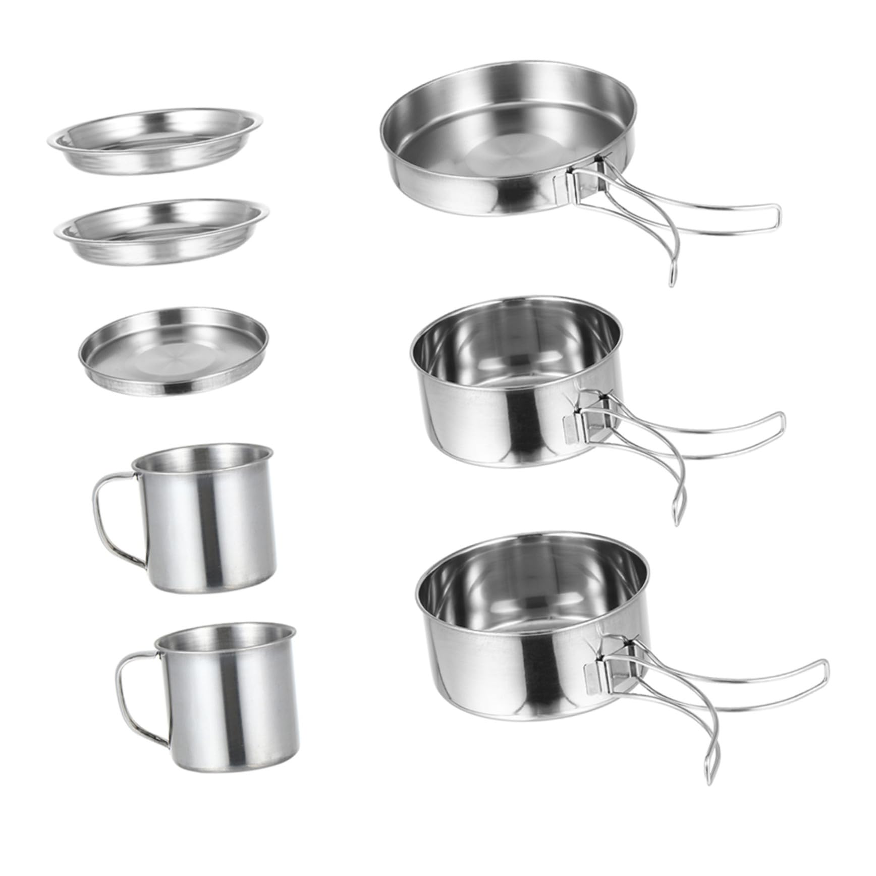 MAGICLULU Kit de Casseroles Camping INOX 8 Pièces pour 5-6 Personnes Batterie Cuisine Portable en Acier Inoxydable Poêle à Frire et Ustensiles de Cuisson pour Randonnée Barbecue et