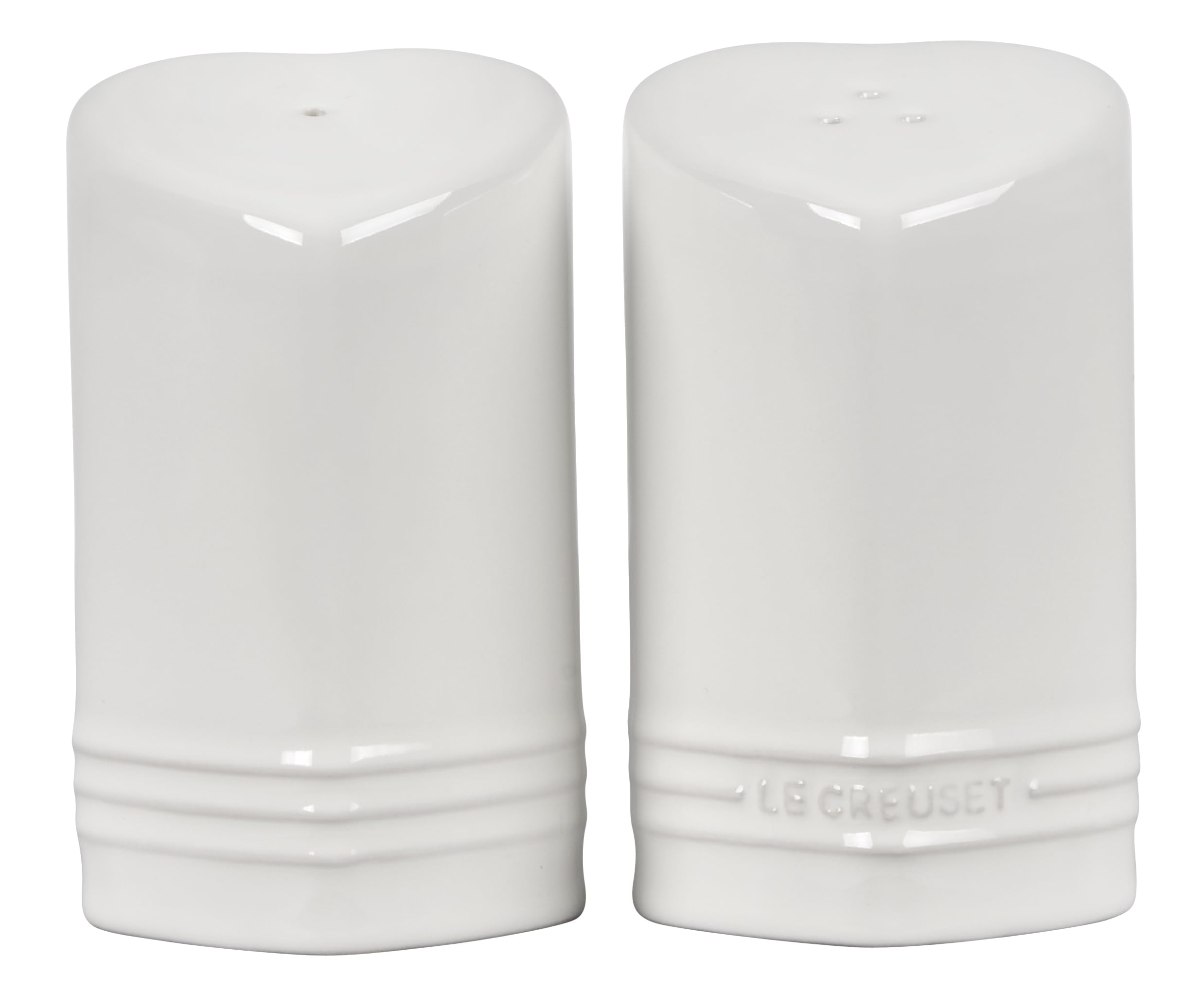 Le Creuset Salière et poivrière en céramique en forme de cœur, 118 ml chacune, blanc