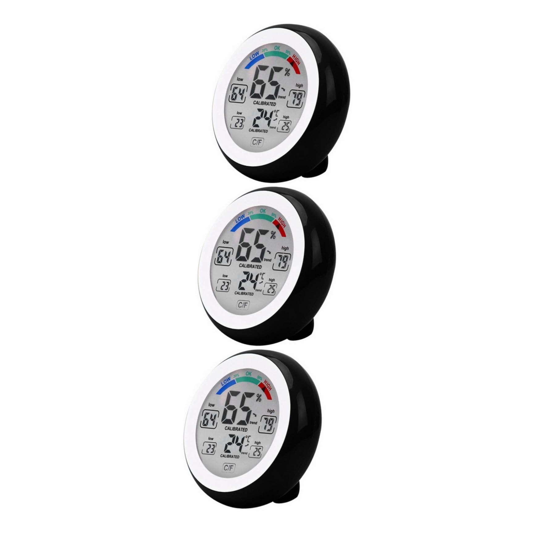 POPETPOP 3 Pièces thermomètre hygromètre numérique thermometre digital interieur termometre interieur thermometres hygrometre mini jauge de température Composant élèctronique Black