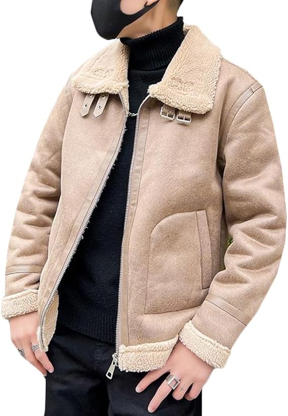 Amazon ｄｍｂｉｎｓｈｕｎ ムートンコート メンズ ジャケット 冬 フェイクムートン セーム革コート 防寒 暖かい 裏ボア コート 厚手 スエード ボアコート 大きいサイズ 冬服 アウター コート ジャケット 通販