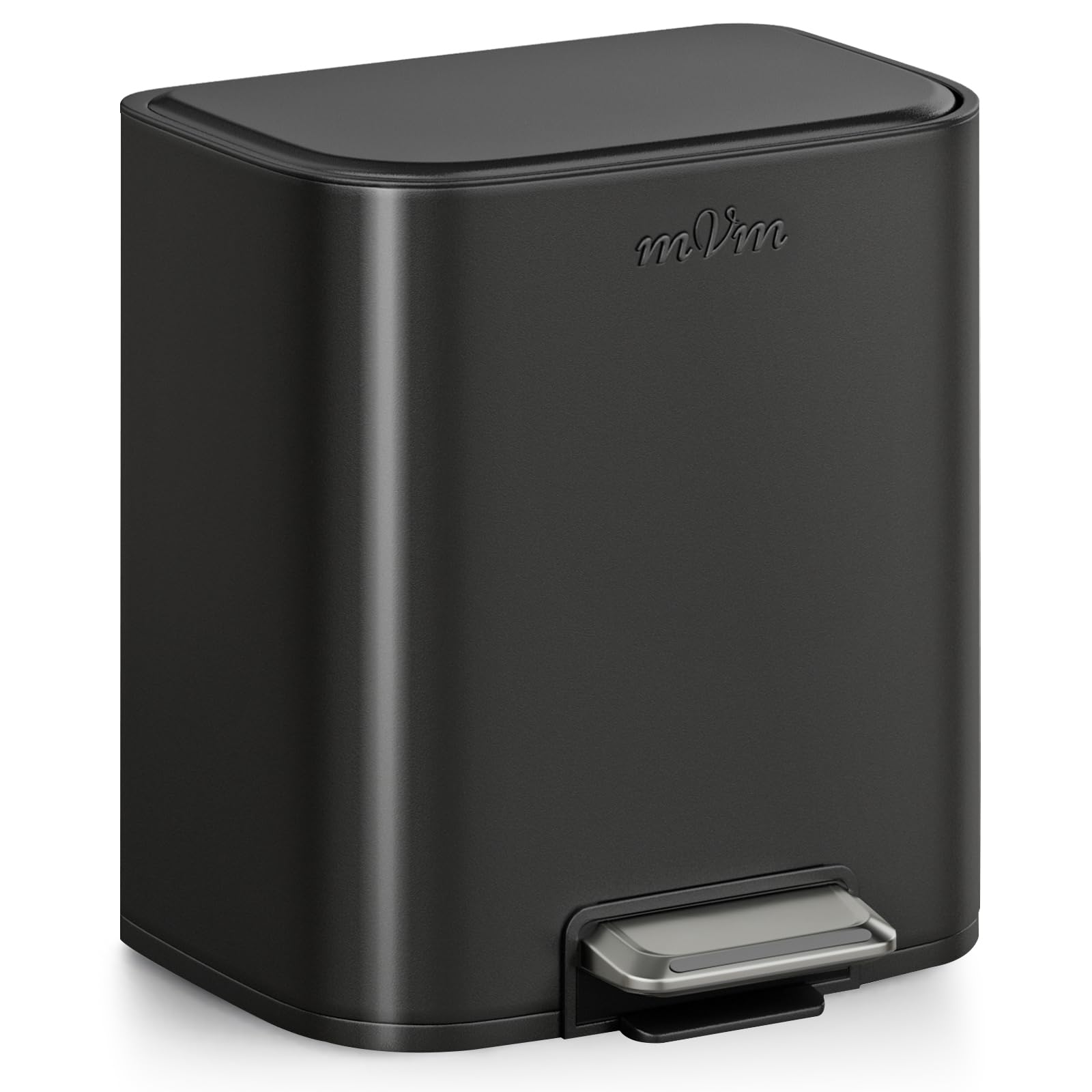 mVm Papelera de Cocina con Pedal 20L, Cubo de Basura Negro, Acero Inoxidable Antihuellas, Tapa Amortiguada Cierre Suave, con Cubo Interior Extraíble, para Cocina Oficina Baño