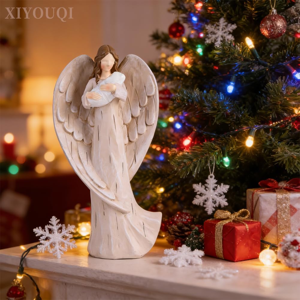 Guardian Angel Figurine Holding Baby – Hand-Painted Memorial Statue for New Mom, Baptism, or Miscarriage Gifts – Sympathy Angel Figurine for Baby Loss, Godmother Keepsake - Image 5