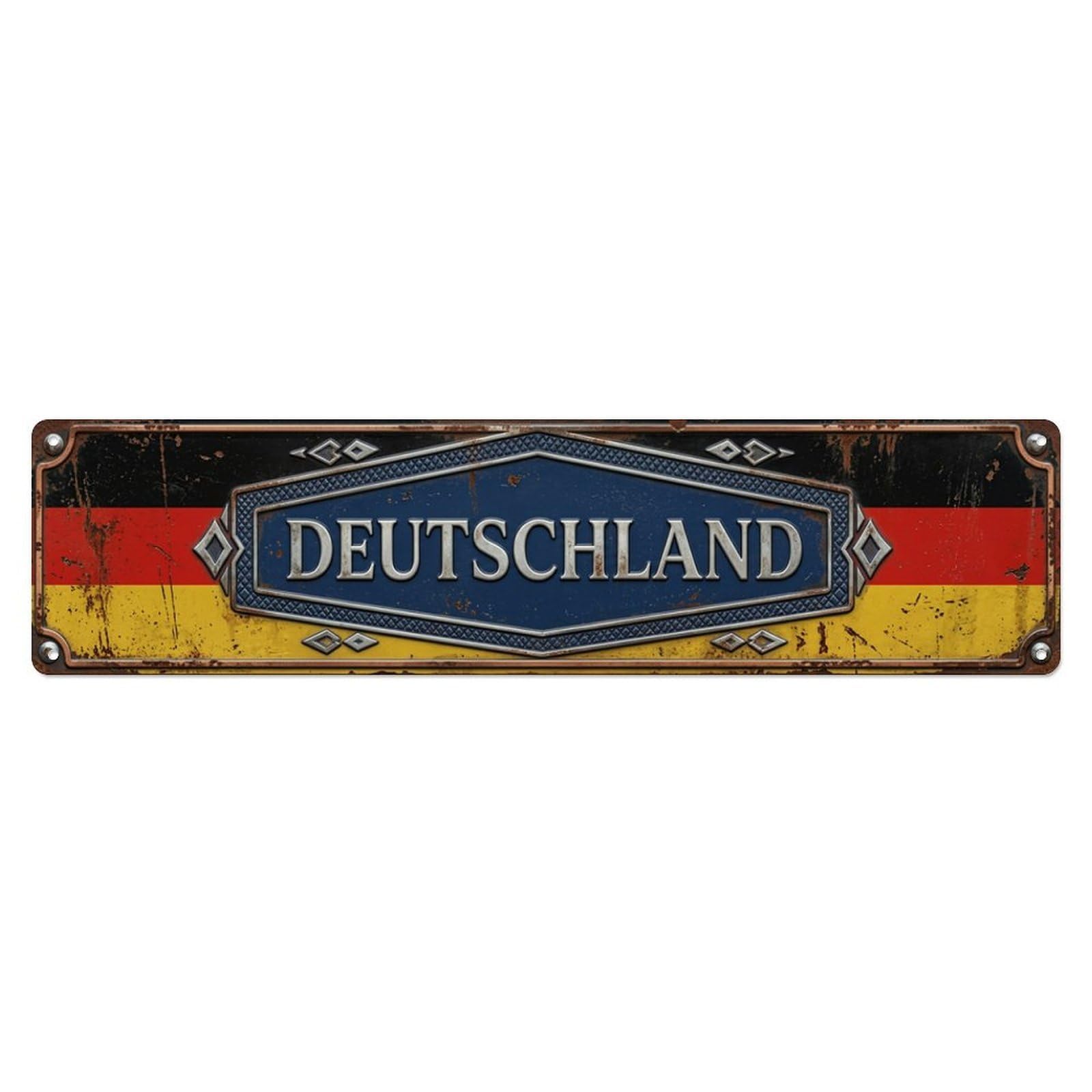 German Flag Ornamental Gift Metal Tin Skinny Sign Plaque Wall Decor for Cafe, Club Bar, Office, Home Garden Metal Poster 4x16Inch