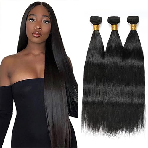 Paquetes de cabello humano lacio, color negro natural, paquete de cabello virgen sin procesar, extensiones de doble trama de 26 28 30 pulgadas