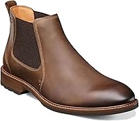 Florsheim Men's Chalet Plain Toe Gore Chelsea Boots - Comfortable Leather Pull-On with Ortholite Cushioning