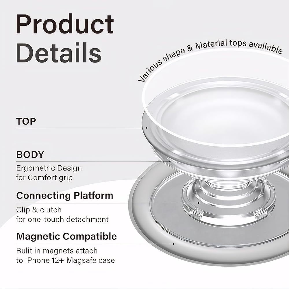 Supporto Telefono Anello Magnetico A Forma Di Cuore In Cristallo – Impugnatura E Maniglia Estensibile Per Smartphone E Tablet, Accessorio Rosa Per Donna E Ragazza