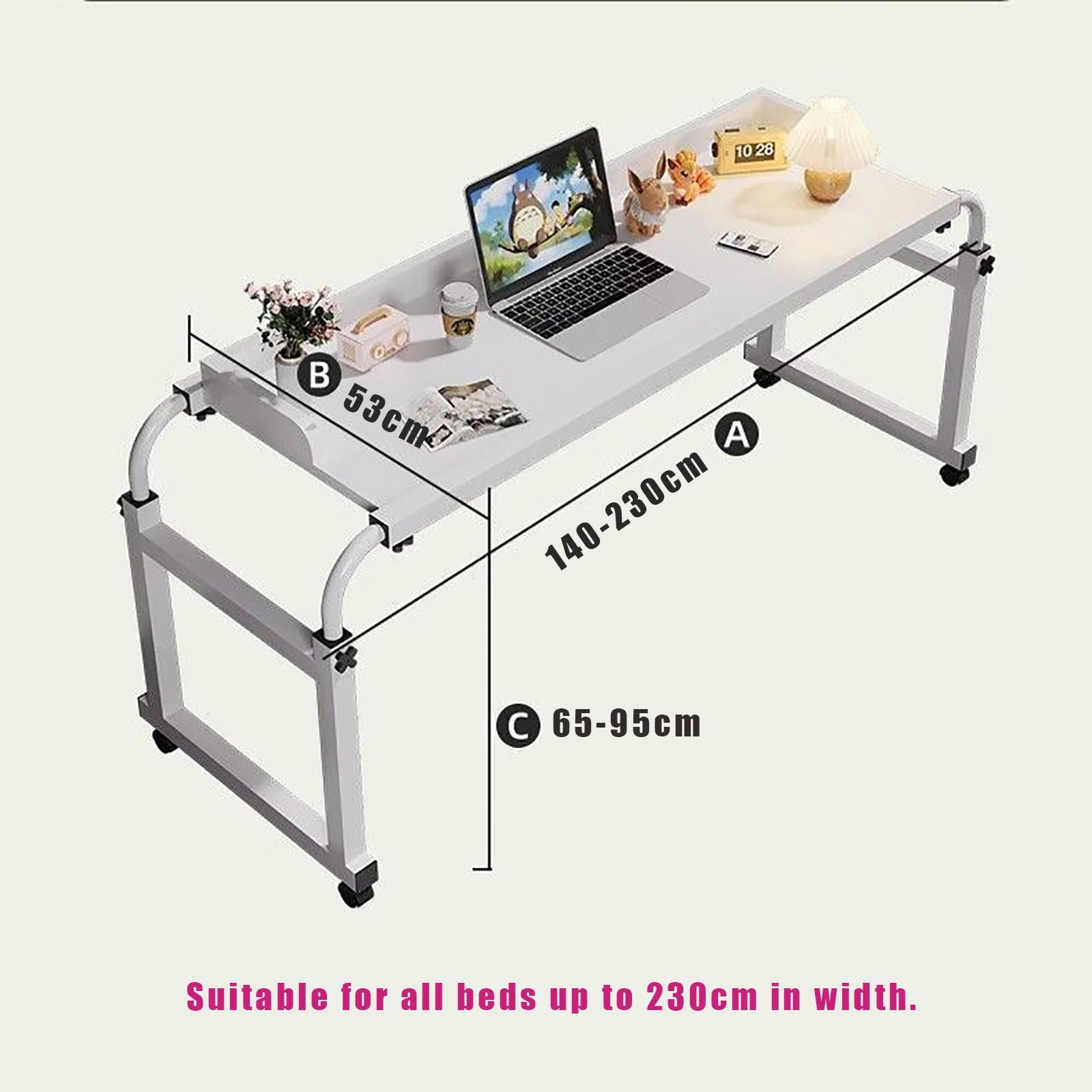 Mesa sobre La Cama con Ruedas, Altura Ajustable sobre La Cama Mesa De Escritorio King Size, Rolling Desk Over Bed, King Beds Rolling Medical Bed Desk para El Hospital Y El Hogar