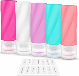 CINRA Travel Bottles for Toiletries, 5Pcs Travel Size Containers TSA Approved Travel Size Bottles Containers Leak Proof Travel Tubs BPA Free Travel Accessories for Cosmetic Shampoo and Lotion Soap