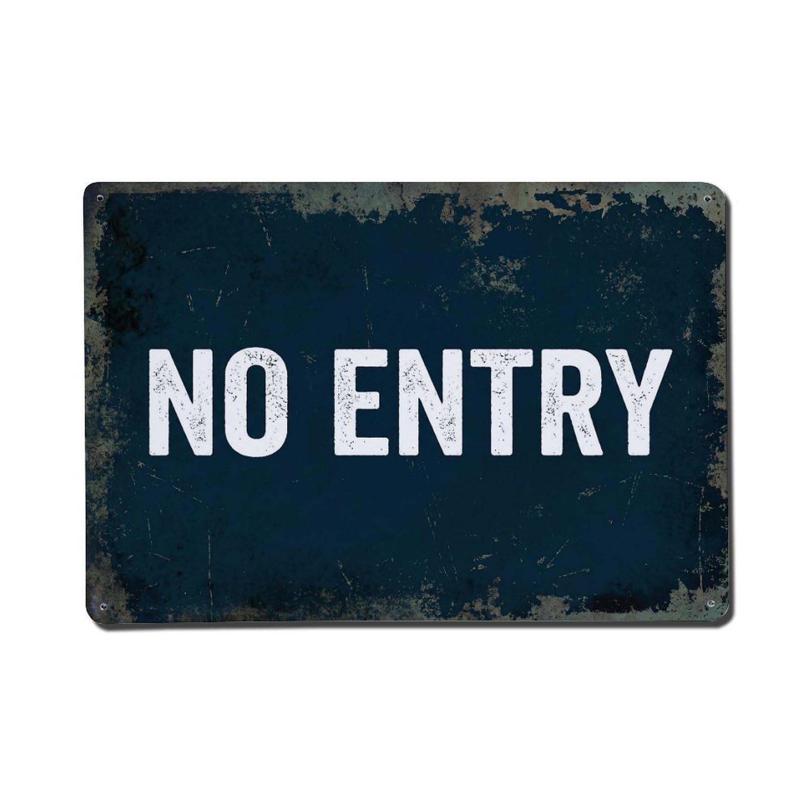 Vintage Text with No Entry Metal Tin Sign