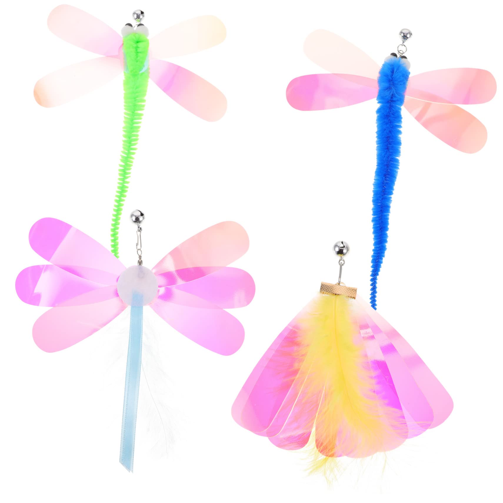 Kisangel 24pièces Recharges De Jouets à Plumes pour Remplacements De Canne Chat avec Libellules Et Et Interactif
