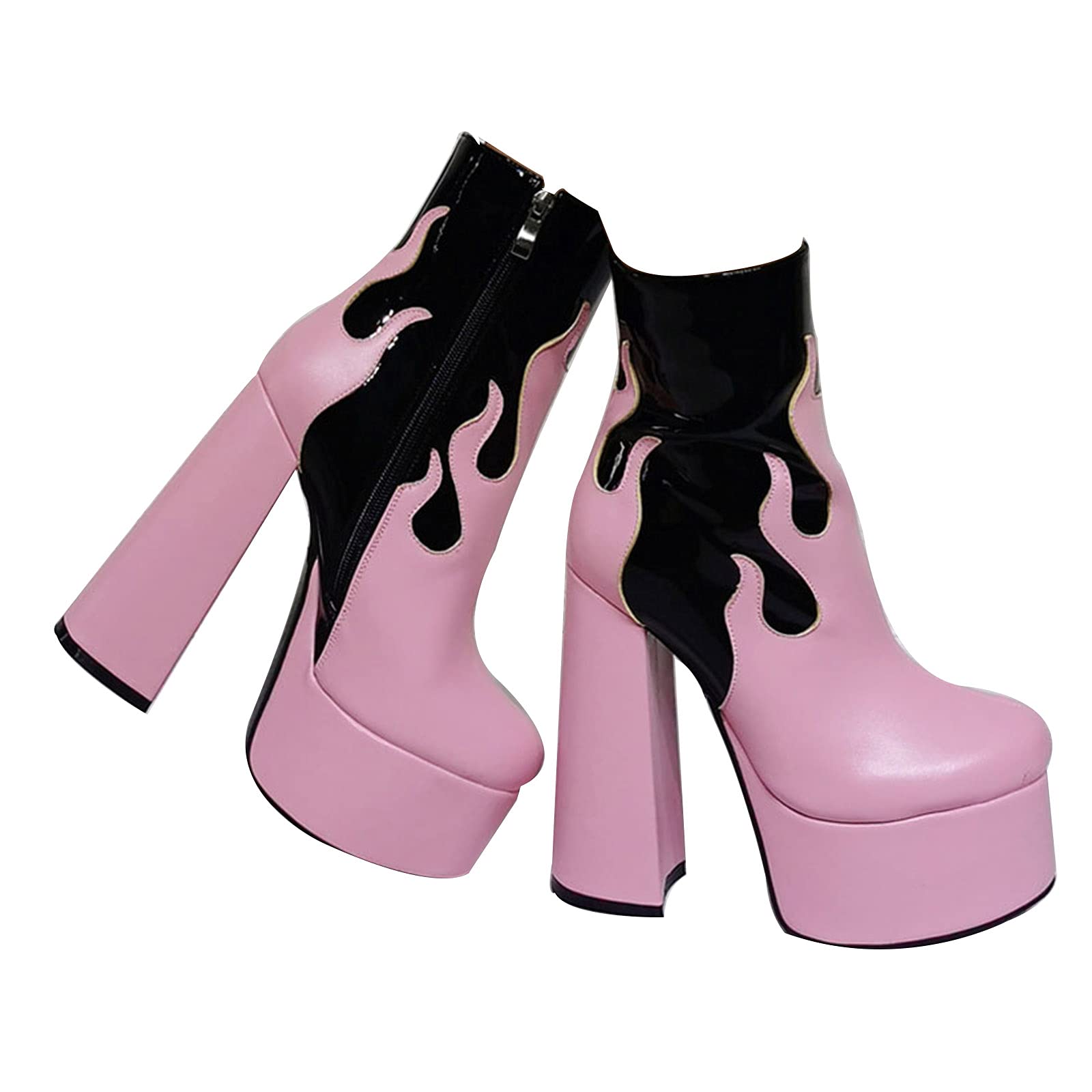 VOMIRA High Heel Ankle Boots Platform Chunky Block Heel Zipper Boots Ladies Dress Party Short Boots