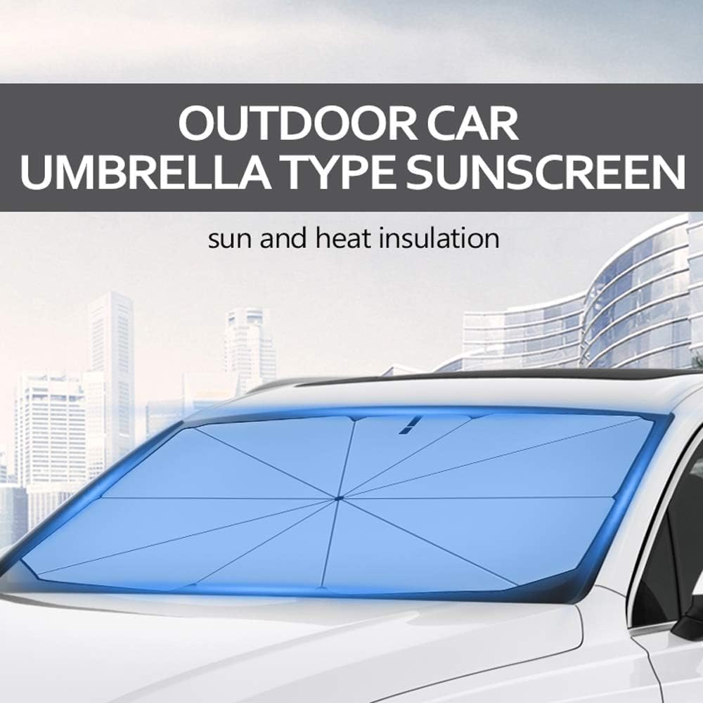 Parasole Auto Parabrezza Interno, Ombrello Parasole Auto Pieghevole, Blocca il 99.9% dei Raggi UV, per Auto, SUV, Camion, Autocarri (140x79cm)