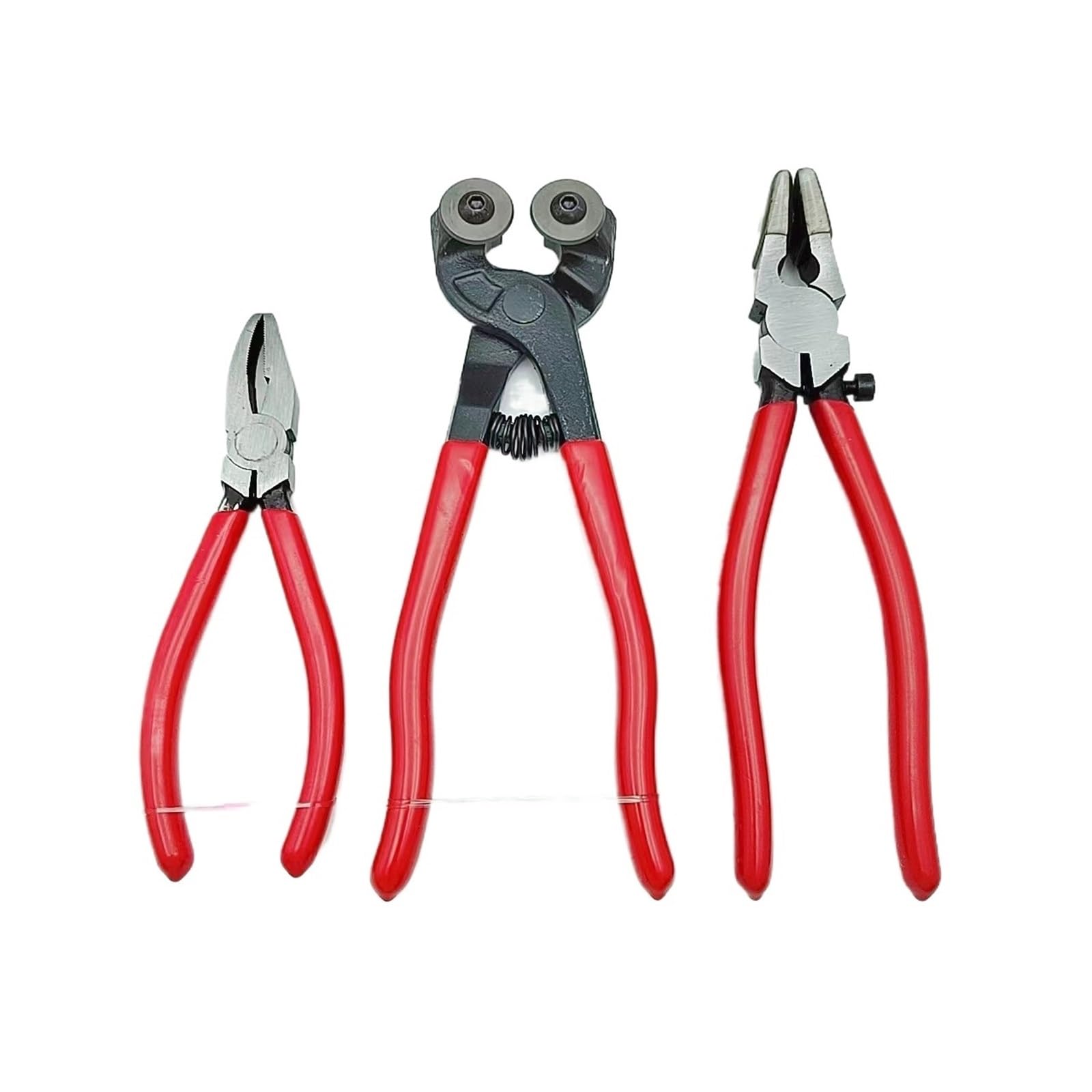 Aurvix Three-Piece Set Glass-Cutting Pliers Tile Nippers Glass Cutting Tool Mosaic Cutter Pliers Tools Multifunctional Puller(Three-Piece Set)