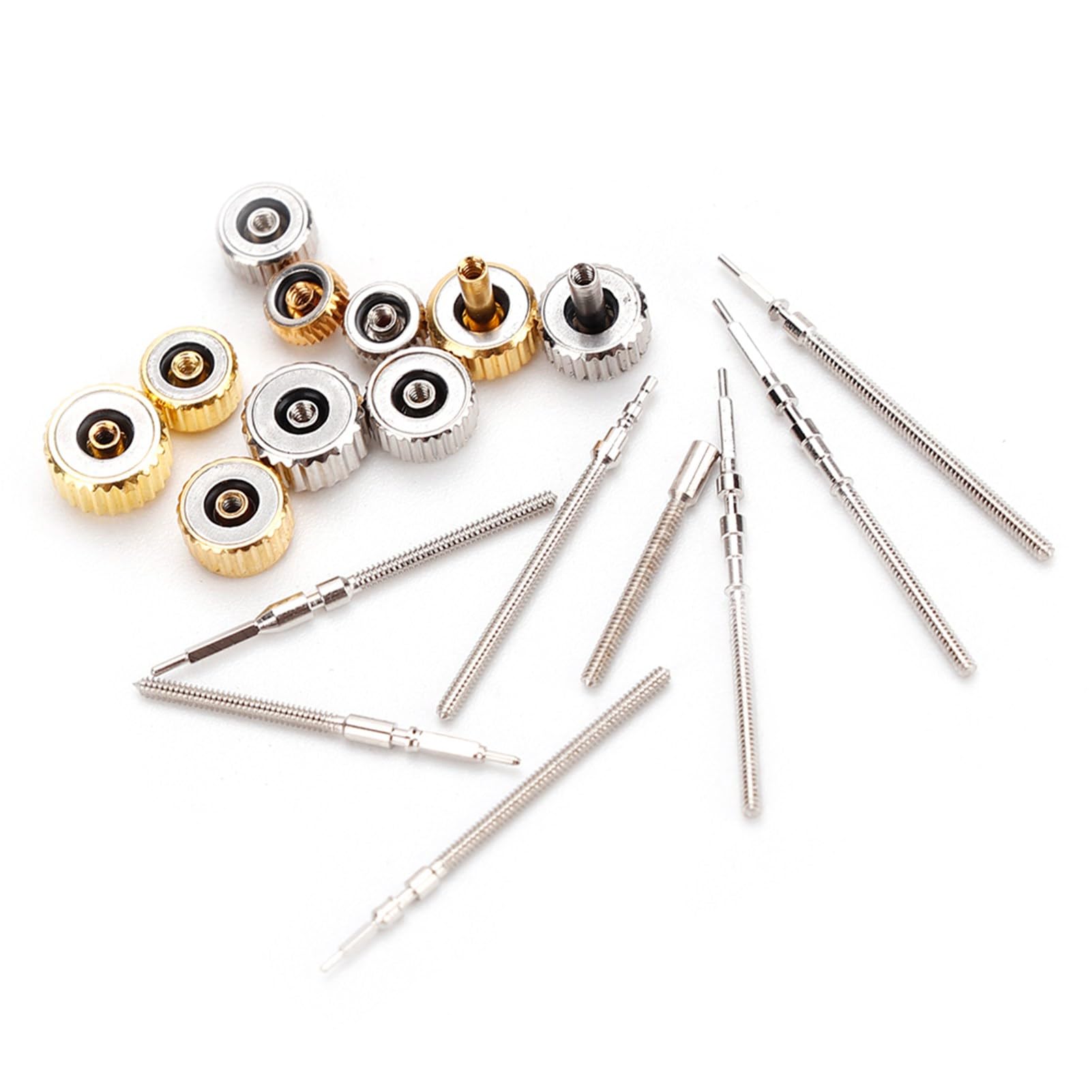 Moncer Watch Stems and Crowns Set, Stainless Steel Assorted Watch Repair Kit with Storage Box