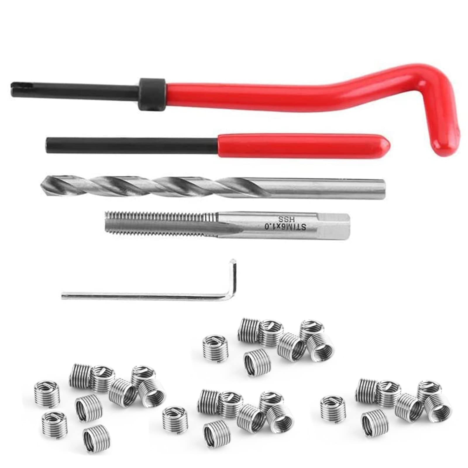 WANGCL 30 pezzi kit di riparazione filettatura M6 Helicoil kit inserti filettati Helicoil inserti maniche