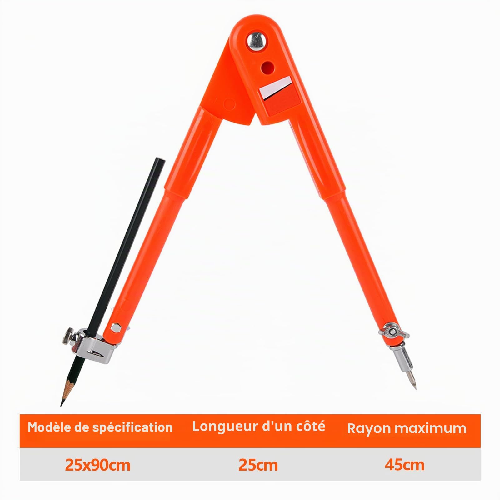 Boussole professionnelle pour le travail du bois, grande boussole, outils de charpentier pour dessin, dessin, travail du métal, 25 cm