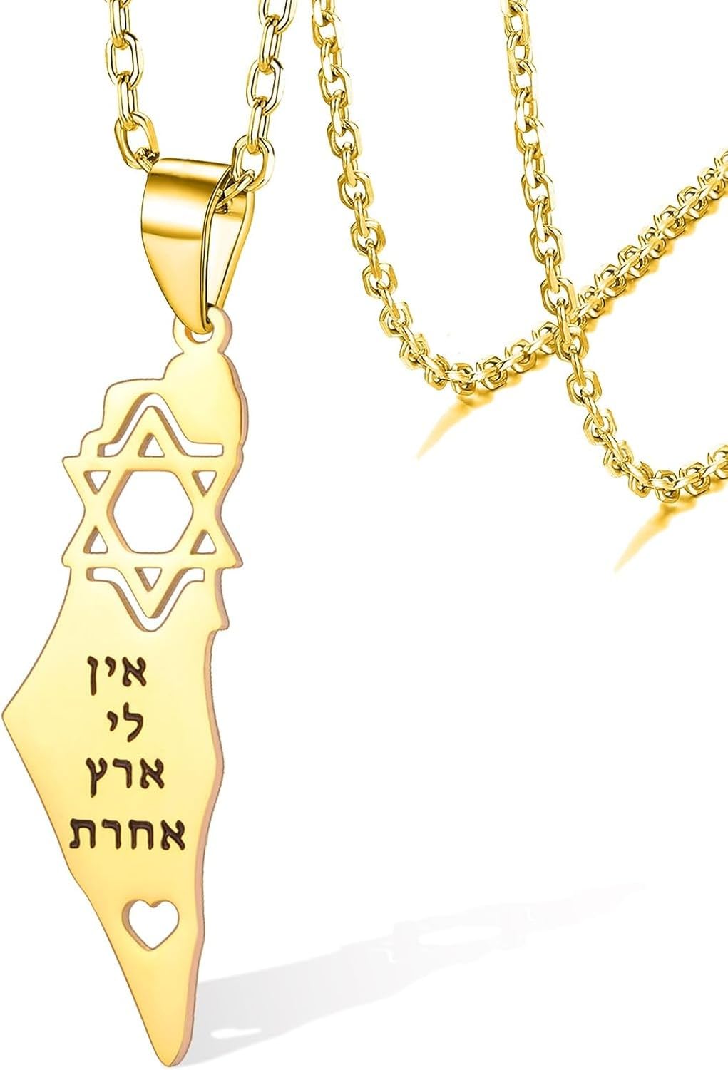 WOMGKDA Jewish Star Necklace Israel Palestine Map Hexagram Charm Stainless Steel Pendant for Women Men Magen David Symbol Peace Gift, gold palestine map necklace