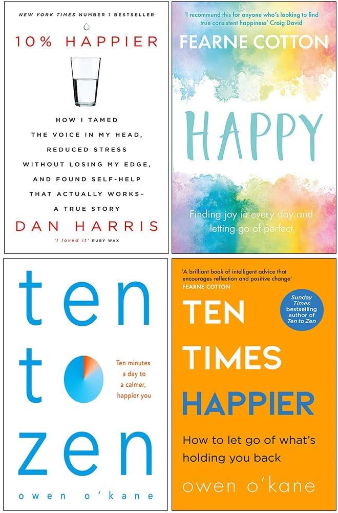 10% Happier, Happy, Ten To Zen, Ten Times Happier 4 Books Collection Set