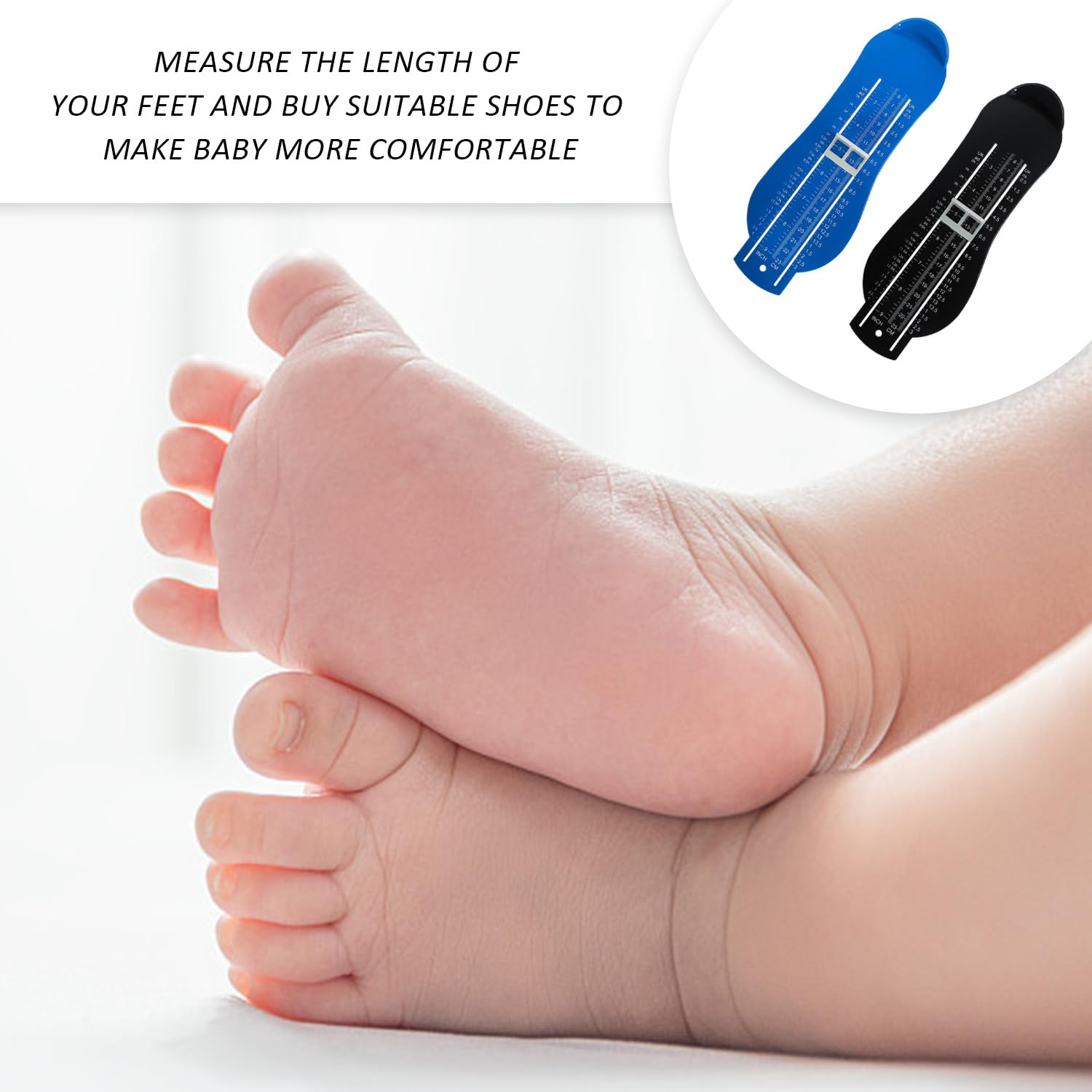 Mesure de la taille et du pied pour enfants, 2 pièces, outil de mesure, longueur du pied (bleu, noir), bleu/noir