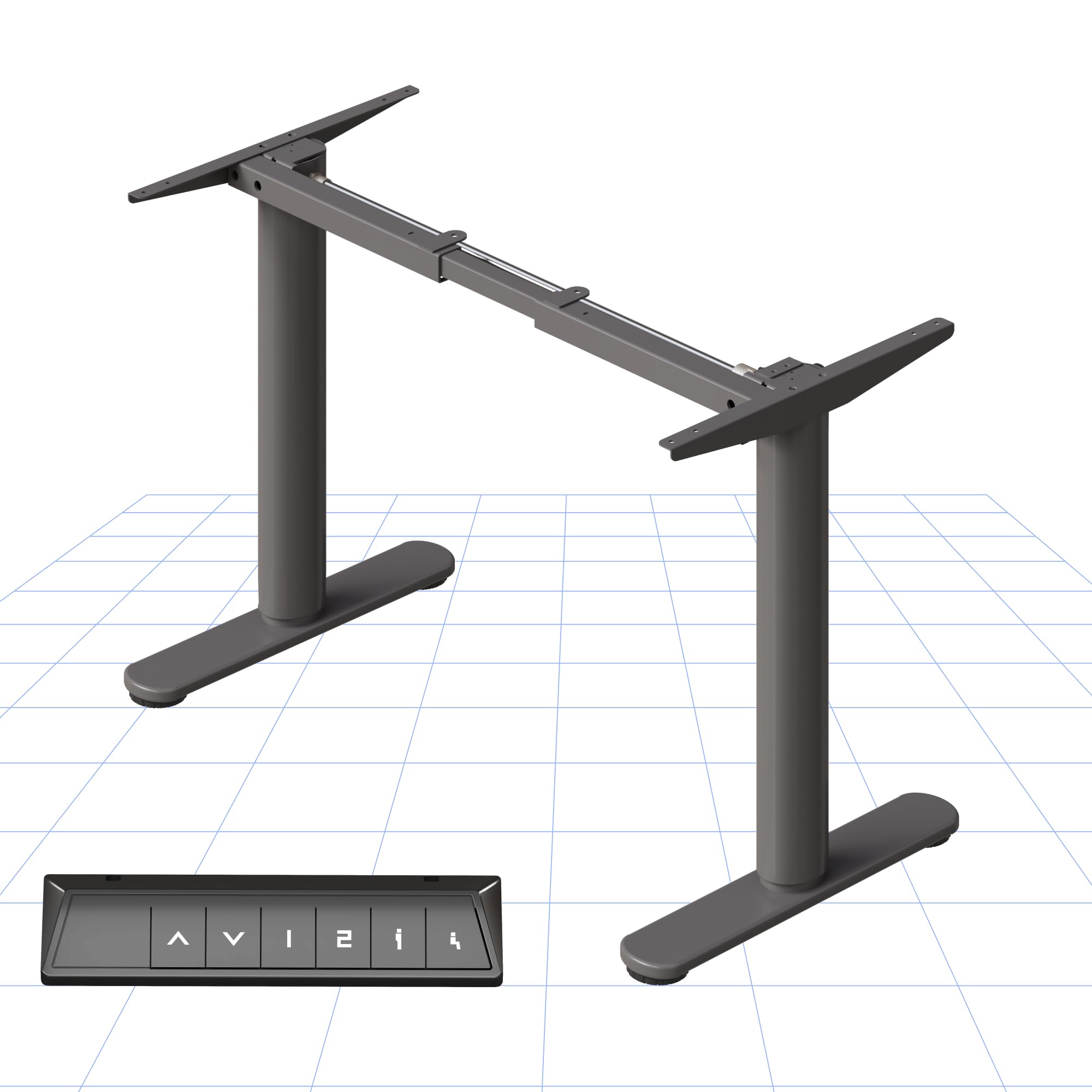 FLEXISPOT CylineX Electric Standing Desk Frame with Round Legs, Height Adjustable Sit-Stand with Memory Control Panel and Anti-Collision System, Grey