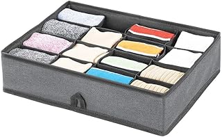 mDesign boite de rangement – rangement tiroir à 16 compartiments pour une organisation minutieuse – rangement vêtements, chaussettes, lingerie, bijoux, etc. – gris ardoise/noir