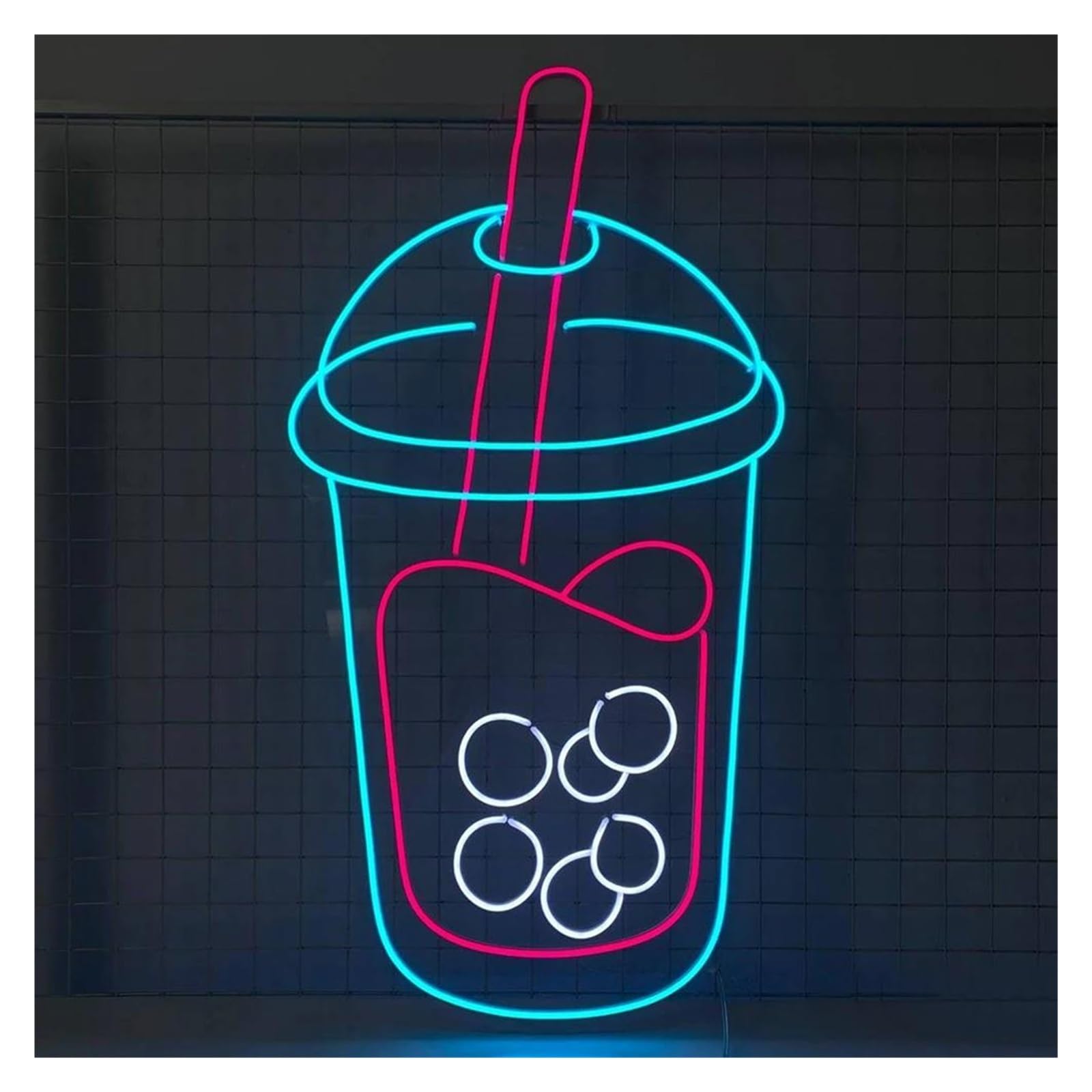 Shouxi D Sign Lamp Milk Tea Cup Neon Sign For Room Ecor Mall Store Neon Hang Wall Ecoration 45Cm(D)